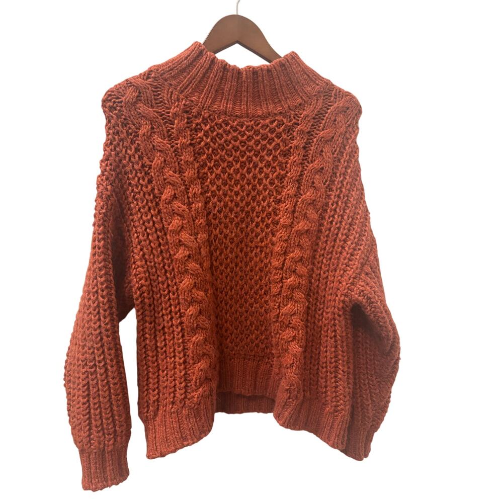 Universal Thread Rust Cable Knit Chunky Sweater M… - image 1